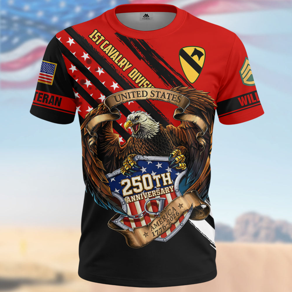 Personalized All Over Print Shirt Eagle US Veteran Military Shirt United States 250th Anniversary K1702 MT2