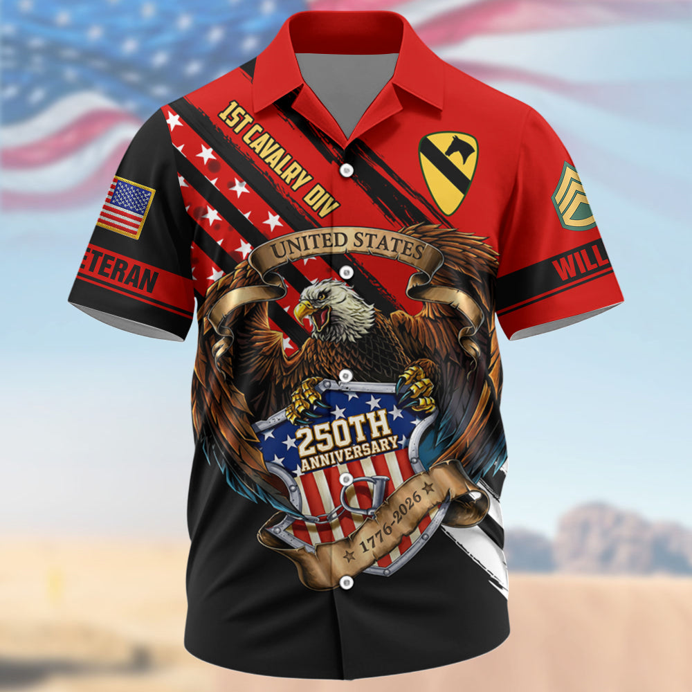 Personalized All Over Print Shirt Eagle US Veteran Military Shirt United States 250th Anniversary K1702 MT2