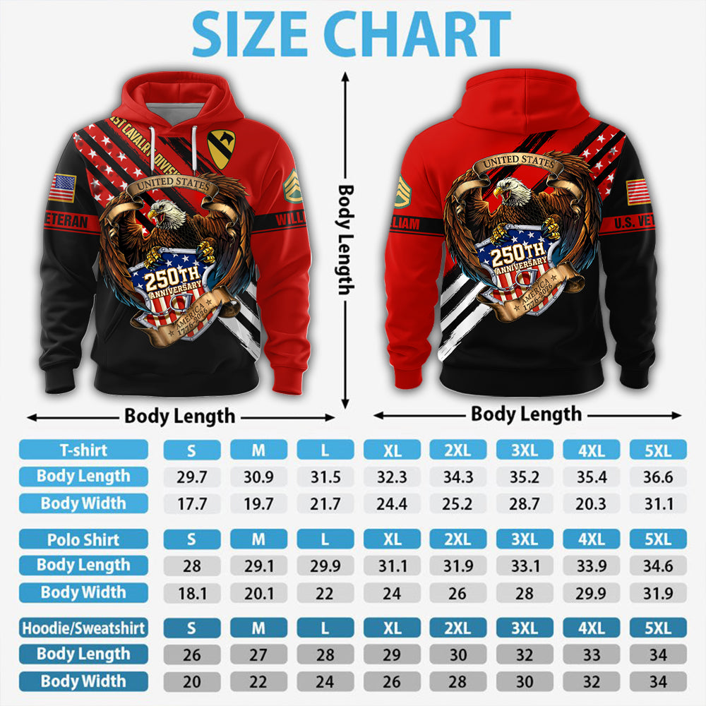 Personalized All Over Print Shirt Eagle US Veteran Military Shirt United States 250th Anniversary K1702 MT2