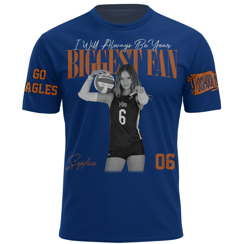I'll Always Be Your Biggest Fan, Personalized Vintage “Biggest Fan” Volleyball Shirt, Custom School Team Name, Gift For Volleyball Lovers T1807 TH23