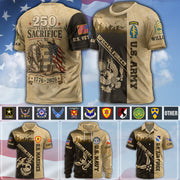Custom All Over Print Shirt 250 Years Of Sacrifice 1776 2026 Available All Military Branches Gift For Veterans K1702 MT2