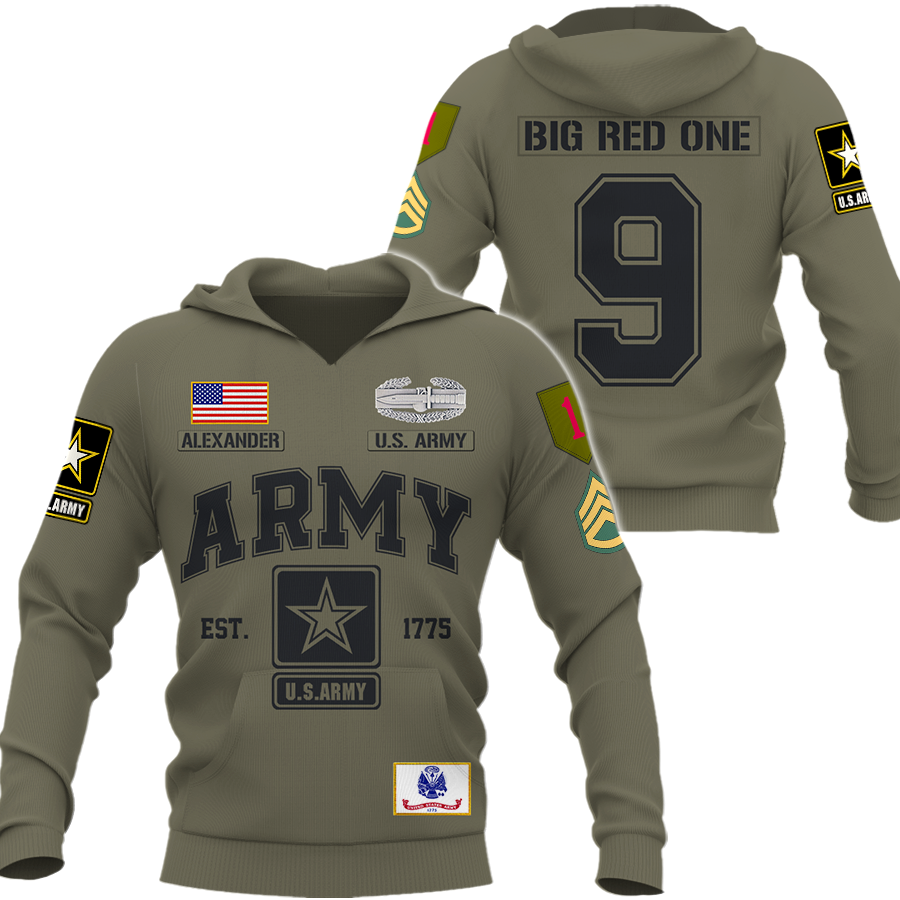 Custom All Over Print Shirt Custom All Branches, Military Patches and Rank Name Veteran K1702