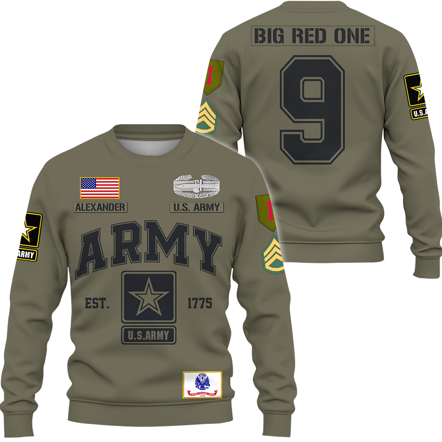 Custom All Over Print Shirt Custom All Branches, Military Patches and Rank Name Veteran K1702