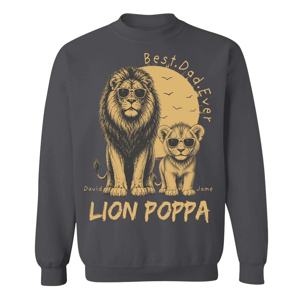 Retro Vintage Lion Dad And Kids Daddy Protector - Personalized Shirt - Cool Father's Day Gift For Dad, Husband Hv01 Vr1