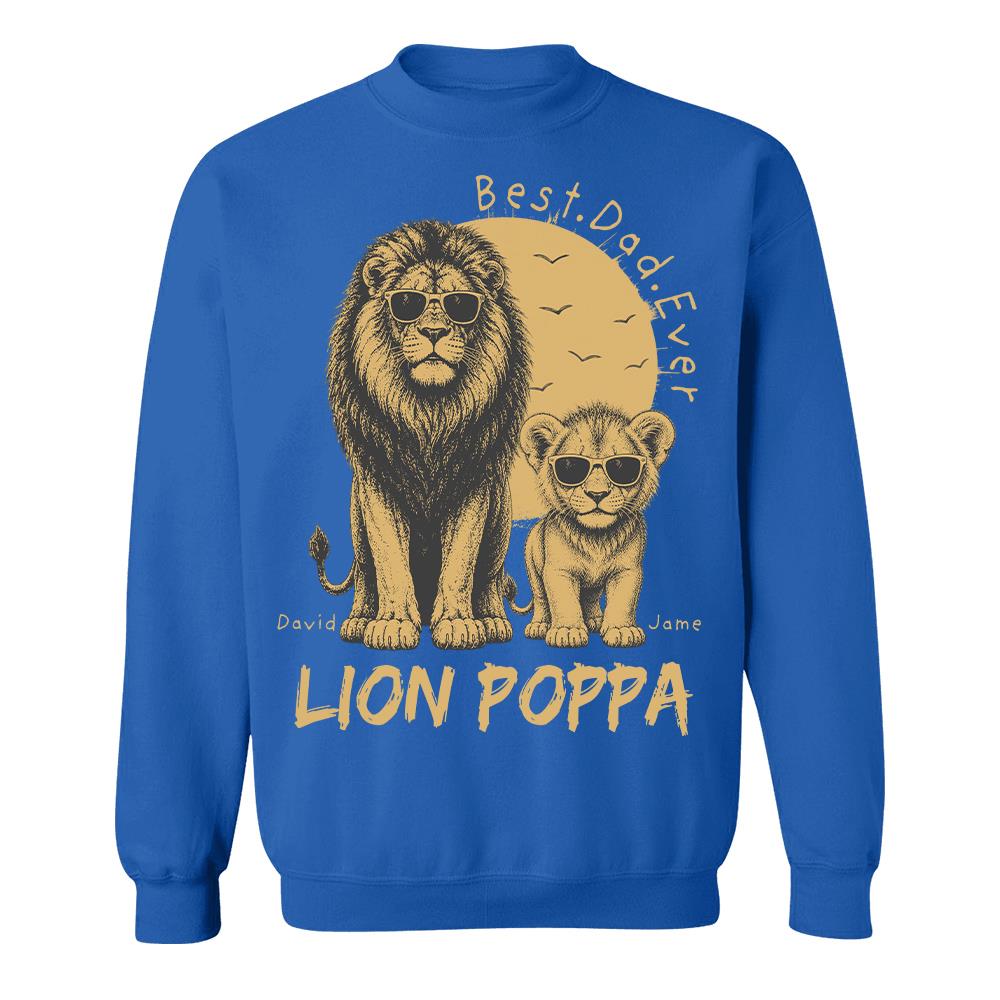 Retro Vintage Lion Dad And Kids Daddy Protector - Personalized Shirt - Cool Father's Day Gift For Dad, Husband Hv01 Vr1