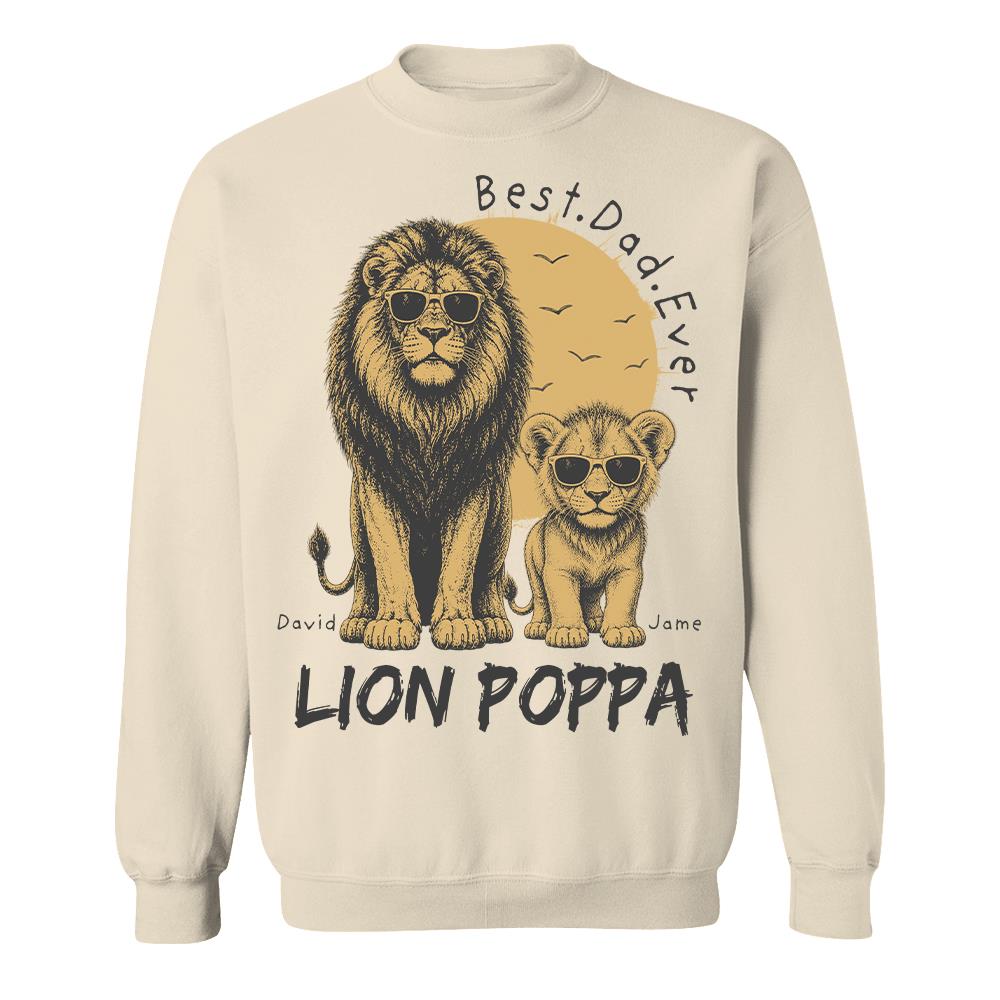 Retro Vintage Lion Dad And Kids Daddy Protector - Personalized Shirt - Cool Father's Day Gift For Dad, Husband Hv01 Vr1