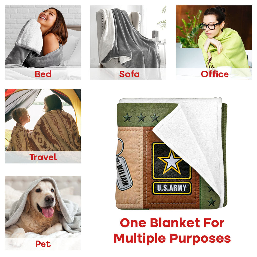 Custom Military Blanket – Personalized Branch and Name Soldier – Gift For Military Family K1702 MT2