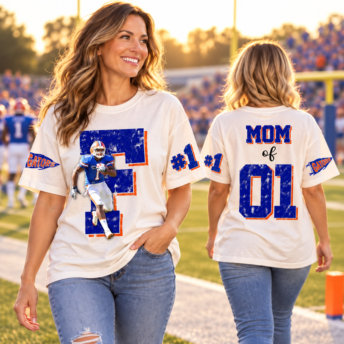Custom Spirit Shirt, Personalized Team Tee, Custom Initial Shirt with Number & Sleeve Print, Game Day Shirt Printed Comfort Colors Tee K1702 MT2