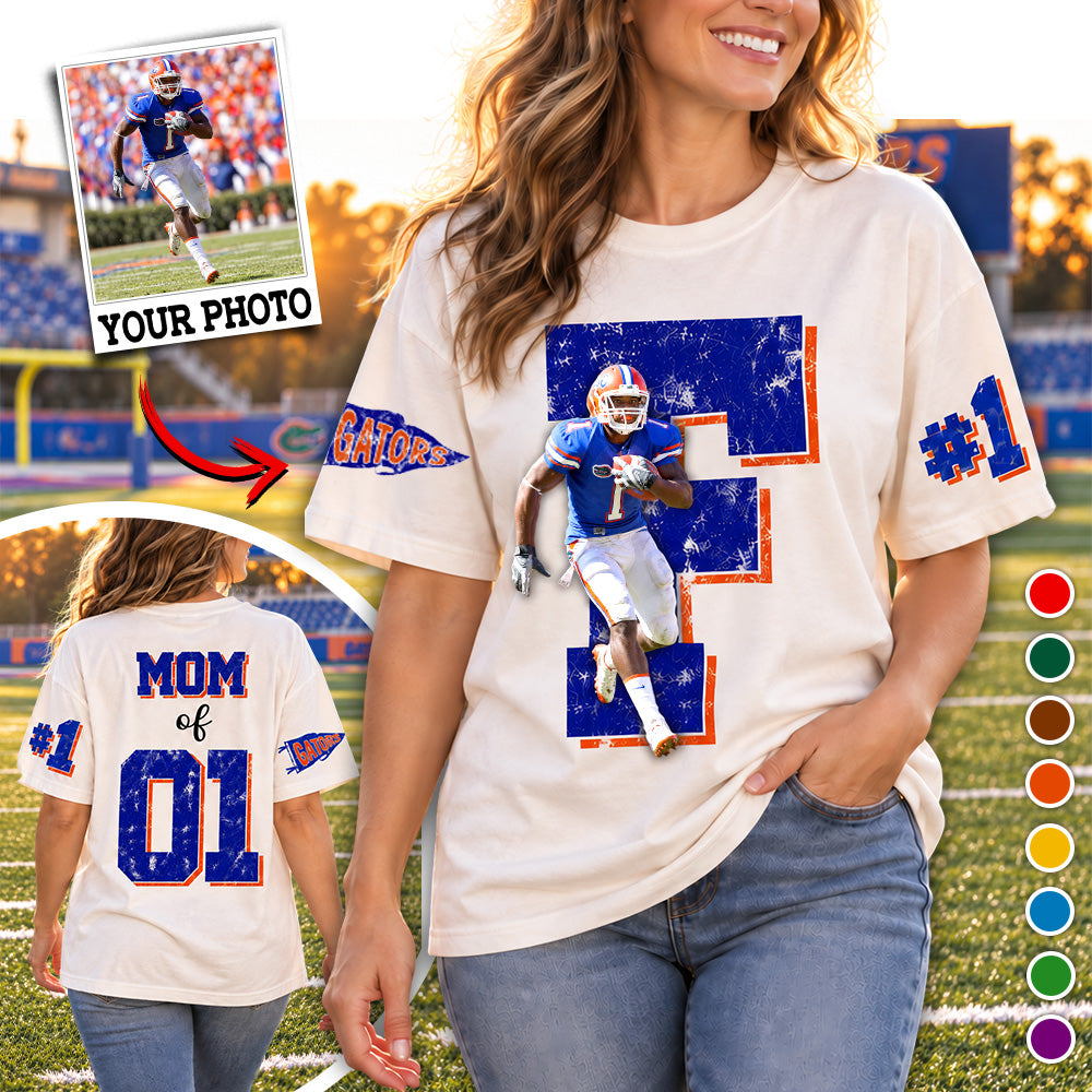 Custom Spirit Shirt, Personalized Team Tee, Custom Initial Shirt with Number & Sleeve Print, Game Day Shirt Printed Comfort Colors Tee K1702 MT2