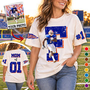 Custom Spirit Shirt, Personalized Team Tee, Custom Initial Shirt with Number & Sleeve Print, Game Day Shirt Printed Comfort Colors Tee K1702 MT2