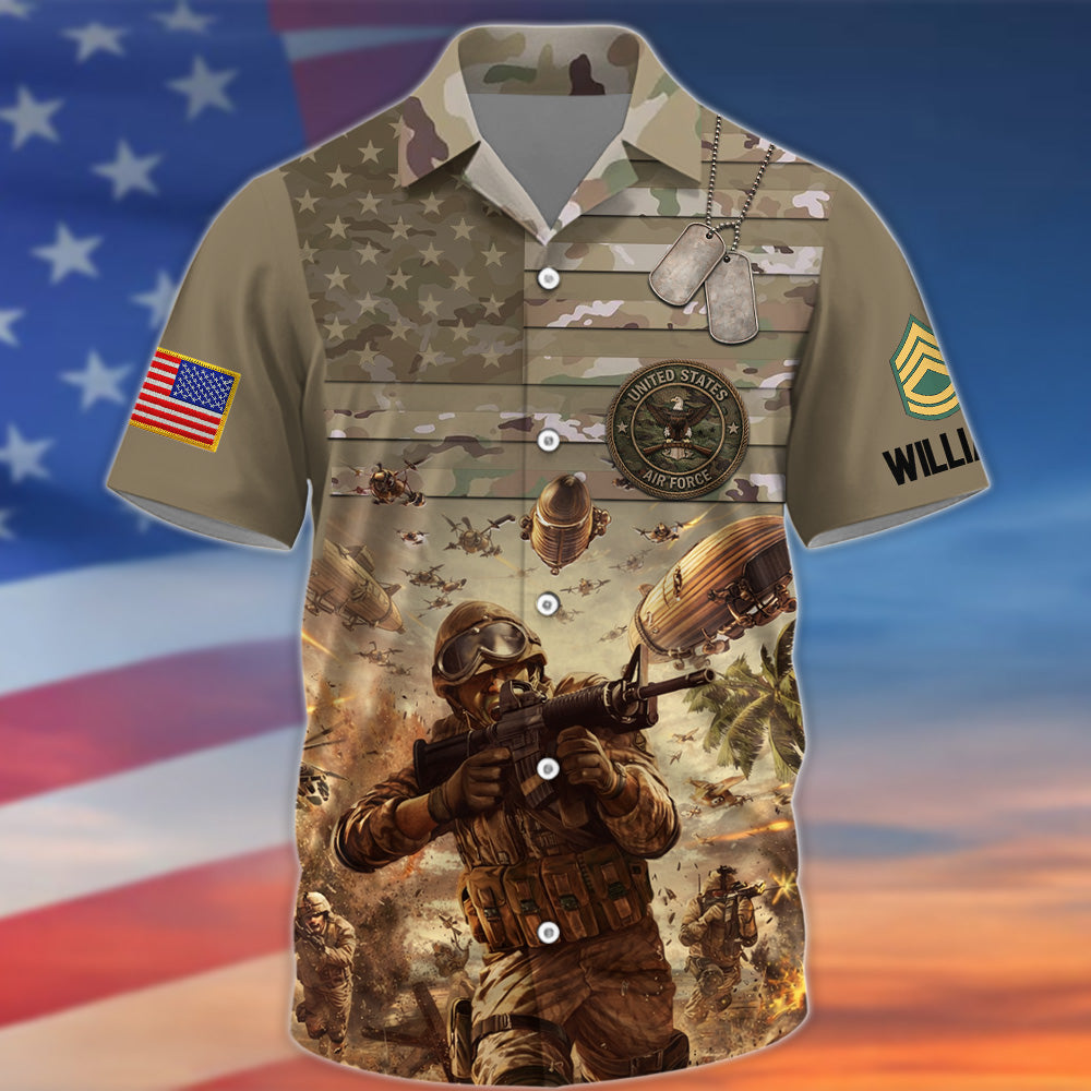Personalized Hawaiian Shirt Custom Military Division  Gift For Veterans Custom All Branches Camouflage Military Shirt K1702 Vr2 Pt99