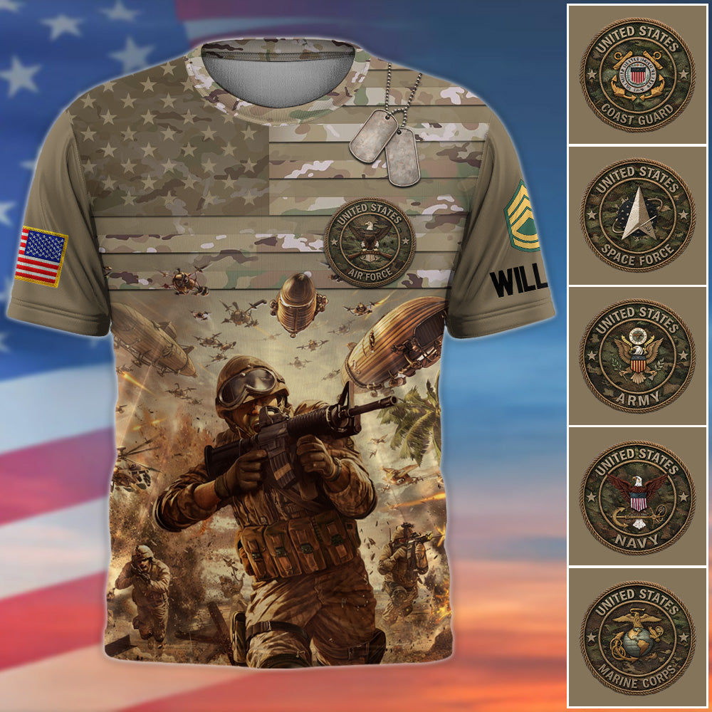 Personalized Hawaiian Shirt Custom Military Division  Gift For Veterans Custom All Branches Camouflage Military Shirt K1702 Vr2 Pt99