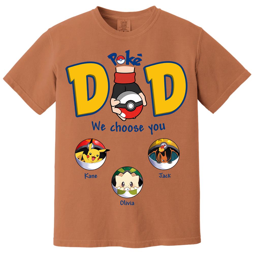 PokeDad Best Poke Dad Ever, Personalized PokéDad Shirt With Kids Name, Gifts For Dad, Gifts For Father's Day MI209 Hv01