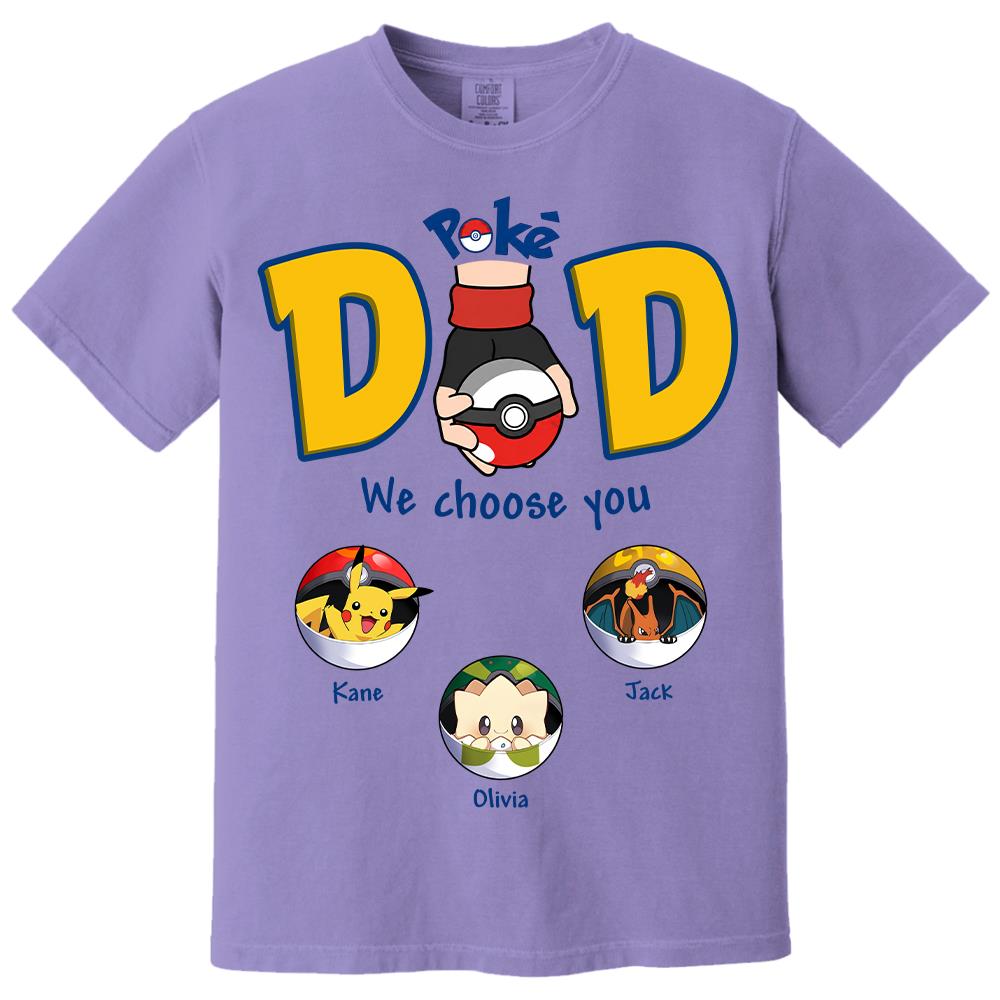 PokeDad Best Poke Dad Ever, Personalized PokéDad Shirt With Kids Name, Gifts For Dad, Gifts For Father's Day MI209 Hv01