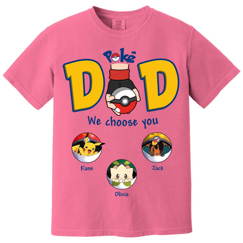 PokeDad Best Poke Dad Ever, Personalized PokéDad Shirt With Kids Name, Gifts For Dad, Gifts For Father's Day MI209 Hv01