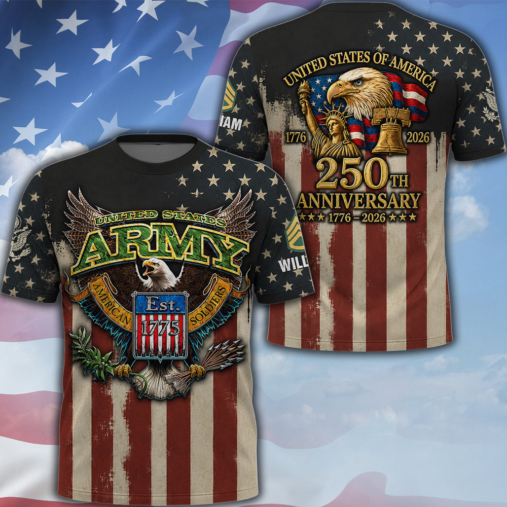 Custom Veteran Shirt United States 250th Anniversary Available All Military Branches Gift For Veteran Retired K1702 MT2