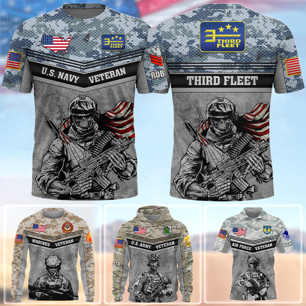 Personalized All Over Print Shirt Custom All Branches Rank Division Name For Military Retirement Veteran Dad Grandpa K1702 Trhn