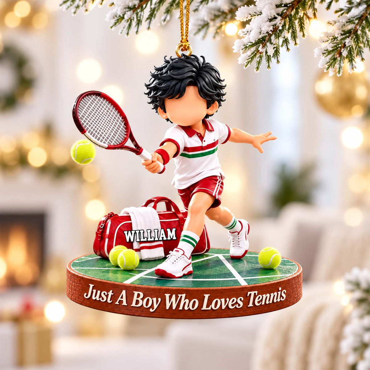 Personalized Tennis Boy Tennis Girl Christmas Ornament Pt99
