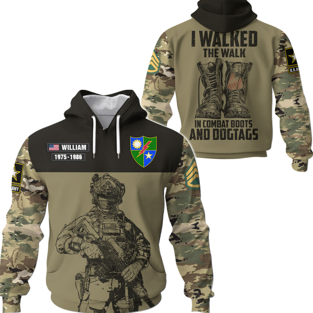 Custom All Over Print Shirt Walked The Walk, Custom Military Patches Veteran Shirt Gifts For Dad, Grandpa K1702 Trhn