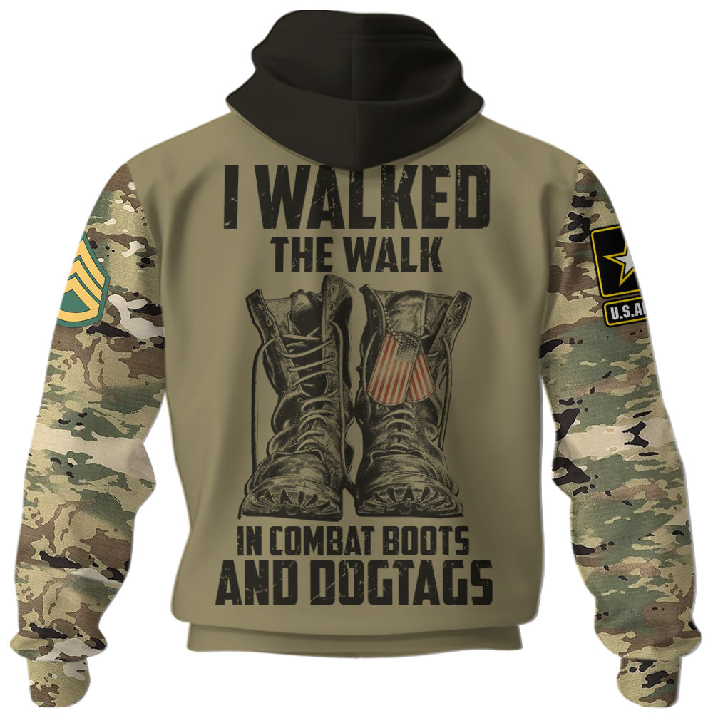 Custom All Over Print Shirt Walked The Walk, Custom Military Patches Veteran Shirt Gifts For Dad, Grandpa K1702 Trhn