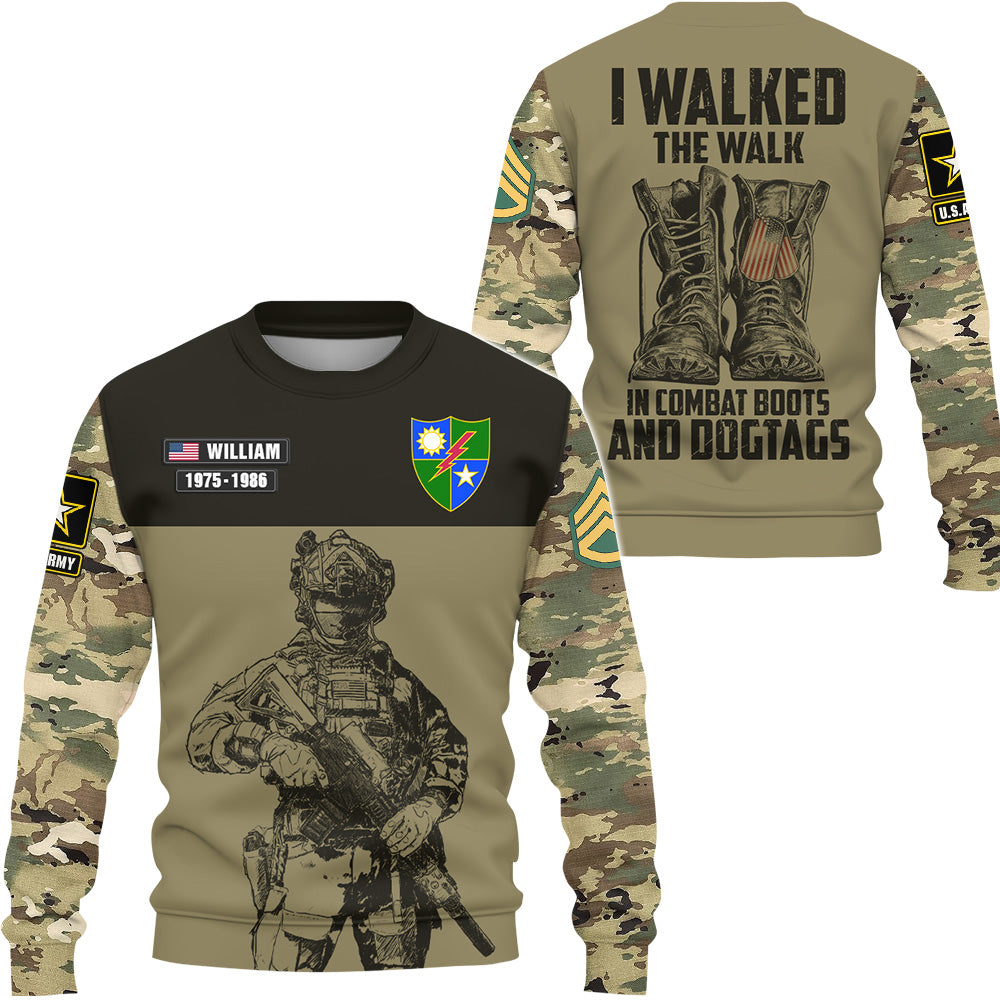 Custom All Over Print Shirt Walked The Walk, Custom Military Patches Veteran Shirt Gifts For Dad, Grandpa K1702 Trhn