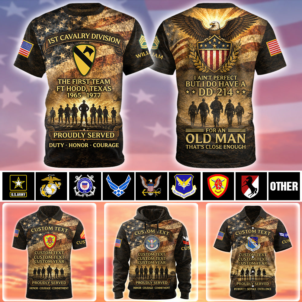 Personalized All Over Print Shirt Veteran Military Custom Shirt Available All Military Branches Division Military K1702 MT2