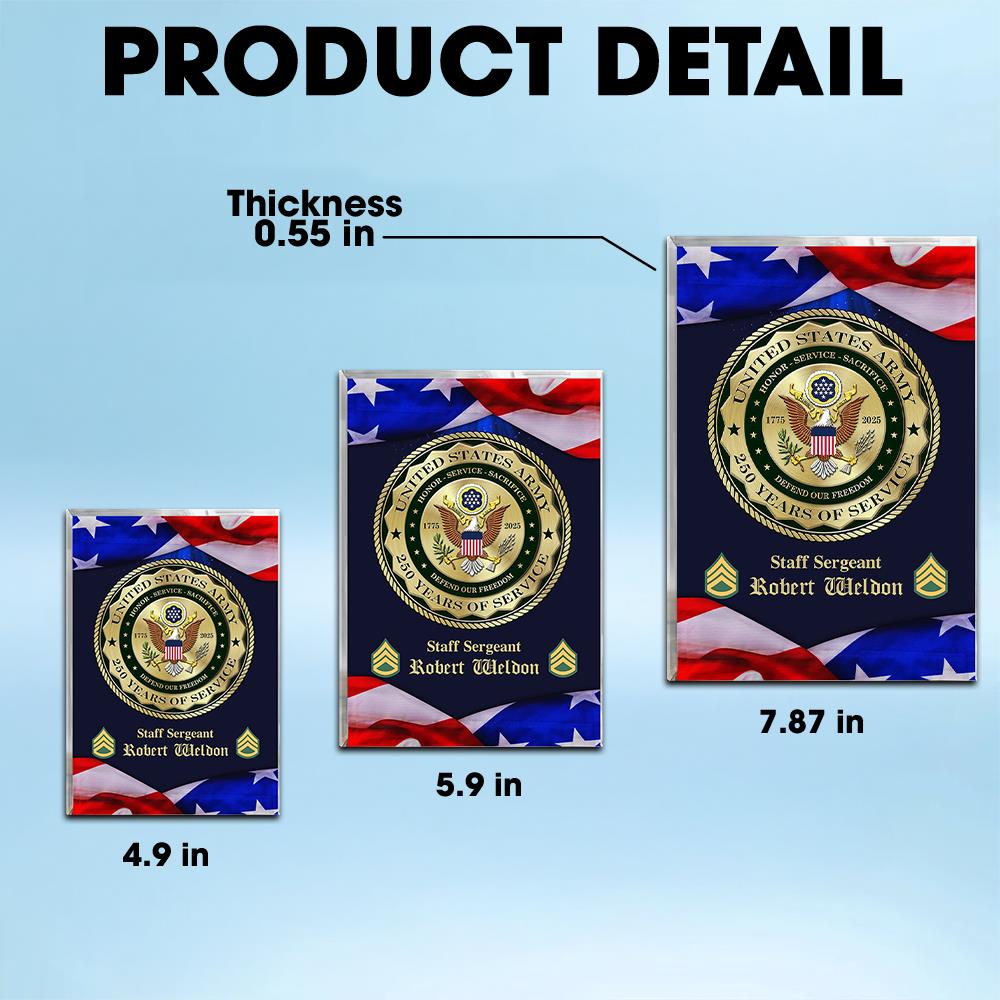 Personalized Acrylic Block 250th Anniversary Military Available All Military Branch Logo, Insignia K1702 Trhn 