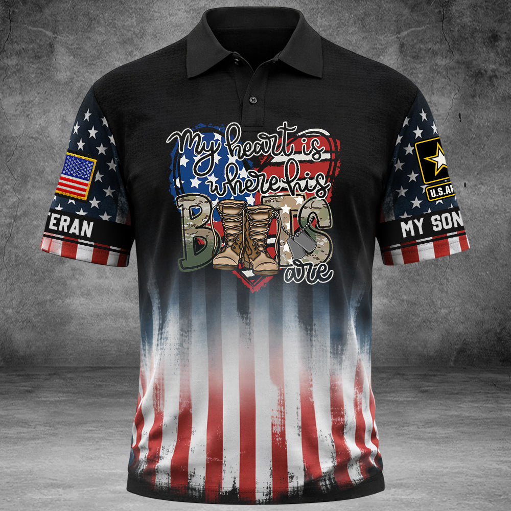 260226 My Heart Is Where His Boots Are, My Son My Hero - Proud Military Family All Over Print Shirt Hoodie Gift K1702 Trhn