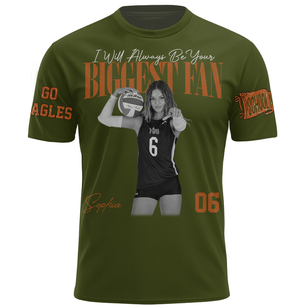 I'll Always Be Your Biggest Fan, Personalized Vintage “Biggest Fan” Volleyball Shirt, Custom School Team Name, Gift For Volleyball Lovers T1807 TH23