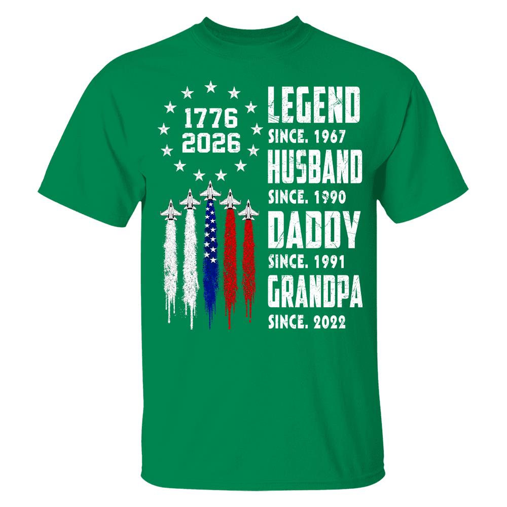 Custom Legend Husband Dad Grandpa Nation Flag American 250th Anniversary Shirt, Father's Day Gift For Dad, Grandpa L0411 Hv01