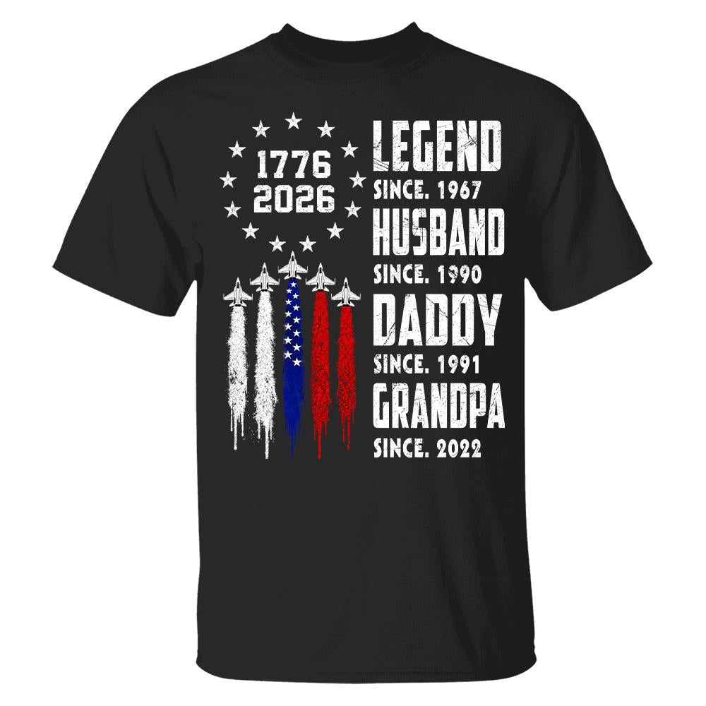 Custom Legend Husband Dad Grandpa Nation Flag American 250th Anniversary Shirt, Father's Day Gift For Dad, Grandpa L0411 Hv01