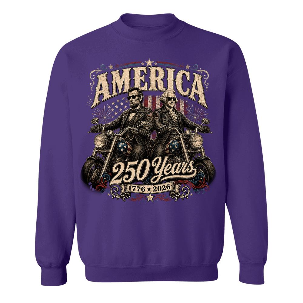 America 250 Years Biker MC Patriotic Motorcycle Shirt, 1776 2026 USA 250th Anniversary Vintage Graphic Tee Hv01