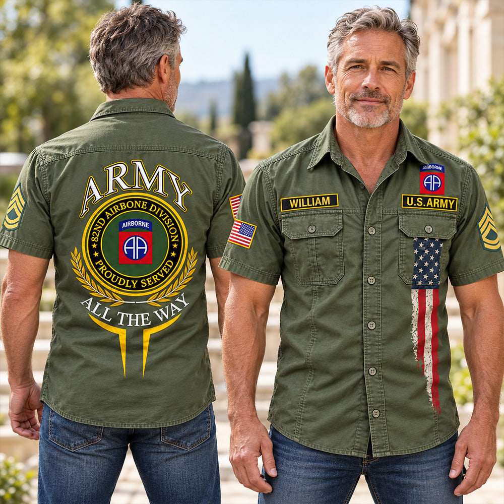 Custom Cotton Cargo Military Shirts Gift Military Patches Available All Military Branches Veteran Short Sleeve Tactical Shirt K1702 MT2