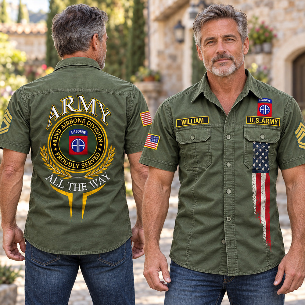 Custom Cotton Cargo Military Shirts Gift Military Patches Available All Military Branches Veteran Short Sleeve Tactical Shirt K1702 MT2