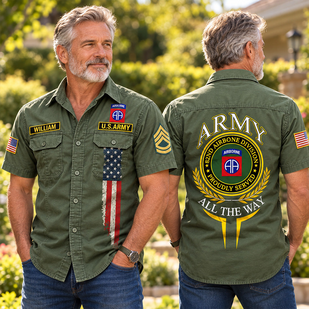 Custom Cotton Cargo Military Shirts Gift Military Patches Available All Military Branches Veteran Short Sleeve Tactical Shirt K1702 MT2