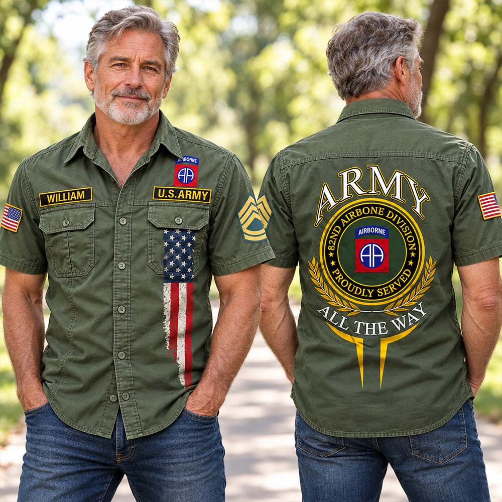 Custom Cotton Cargo Military Shirts Gift Military Patches Available All Military Branches Veteran Short Sleeve Tactical Shirt K1702 MT2