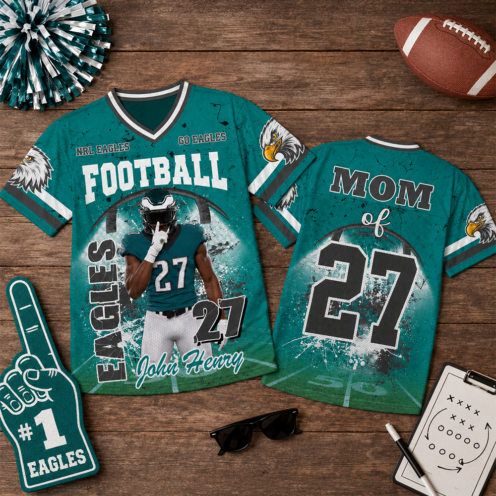 Custom Football Mom Jersey with Photo & Player Number – Personalized Game Day Shirt Hv01