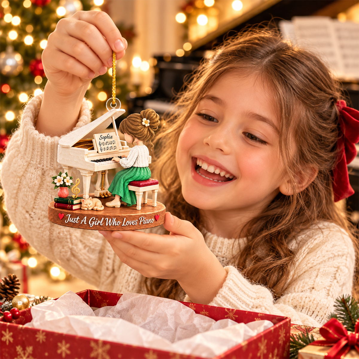 Just A Girl Who Loves Piano, Personalized Piano Ornament, Custom Player Name Gift, Gift For Piano Players Piano Lovers MI209 Hv01