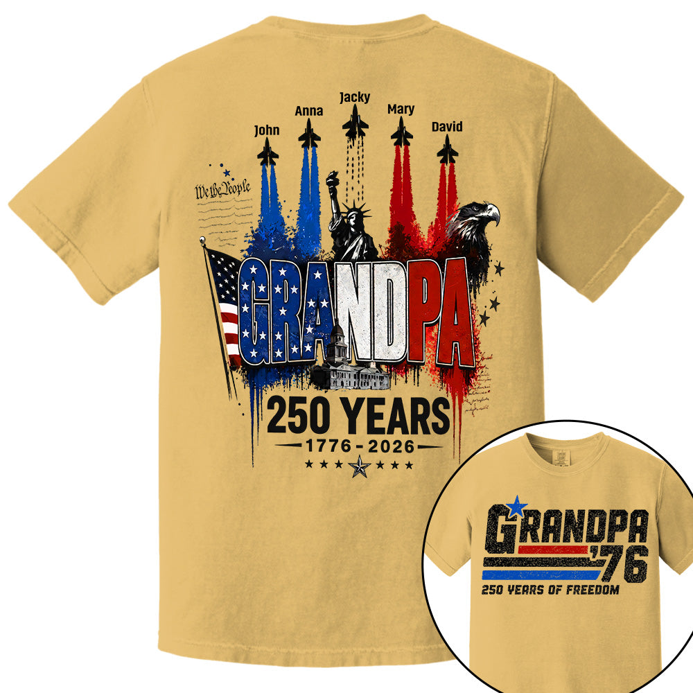 Personalized Dad Grandpa Nation Flag American 250th Anniversary Shirt - Semiquincentennial 1776-2026 Shirt - Cool Father's Day Gift For Dad, Grandpa T1807 VH01