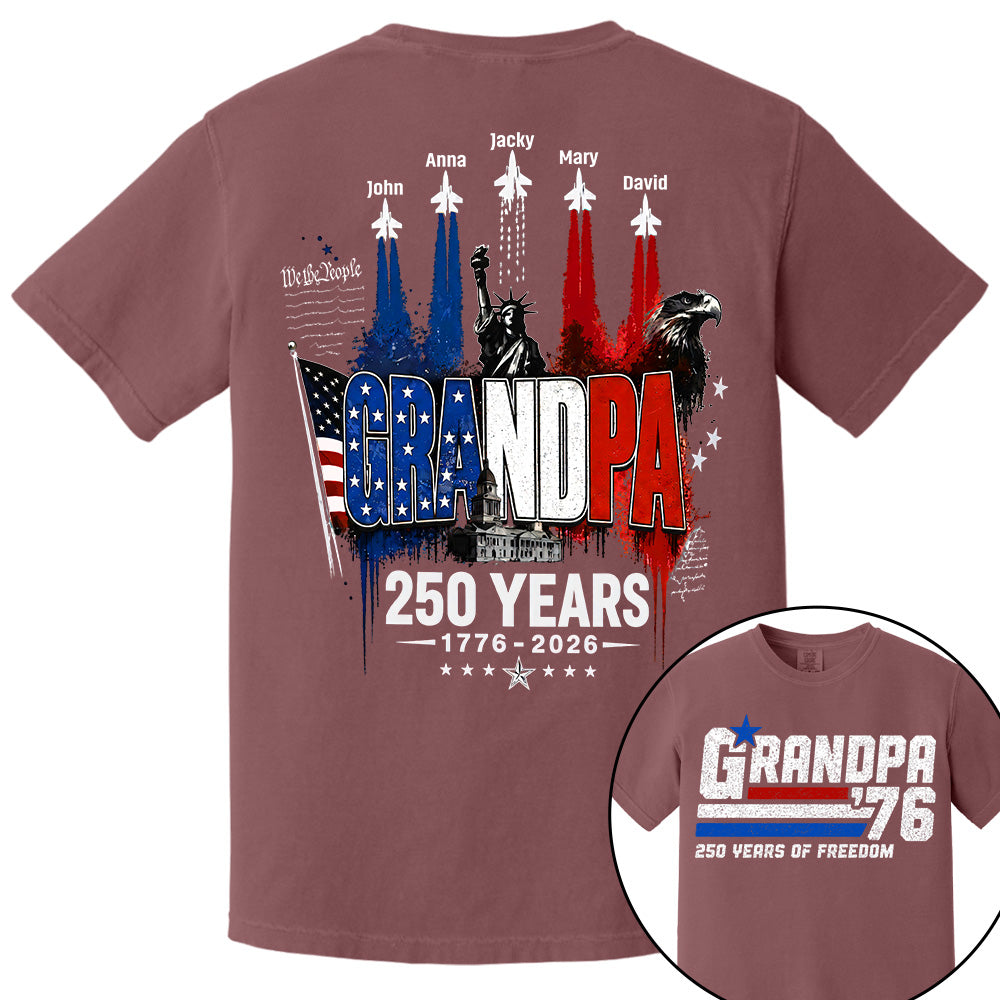 Personalized Dad Grandpa Nation Flag American 250th Anniversary Shirt - Semiquincentennial 1776-2026 Shirt - Cool Father's Day Gift For Dad, Grandpa T1807 VH01