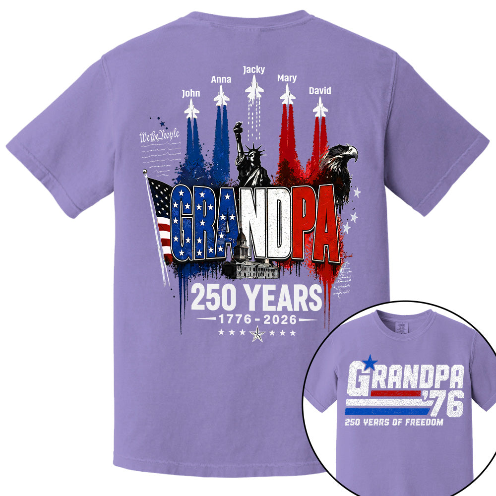 Personalized Dad Grandpa Nation Flag American 250th Anniversary Shirt - Semiquincentennial 1776-2026 Shirt - Cool Father's Day Gift For Dad, Grandpa T1807 VH01