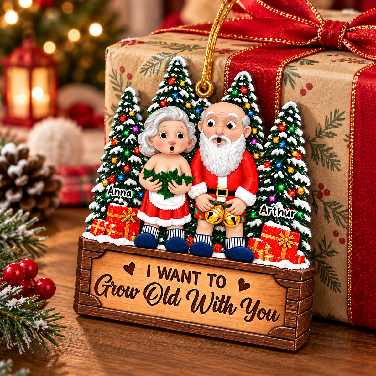 I Want To Grow Old With You - Personalized Couple Ornament Vr2 New VH01
