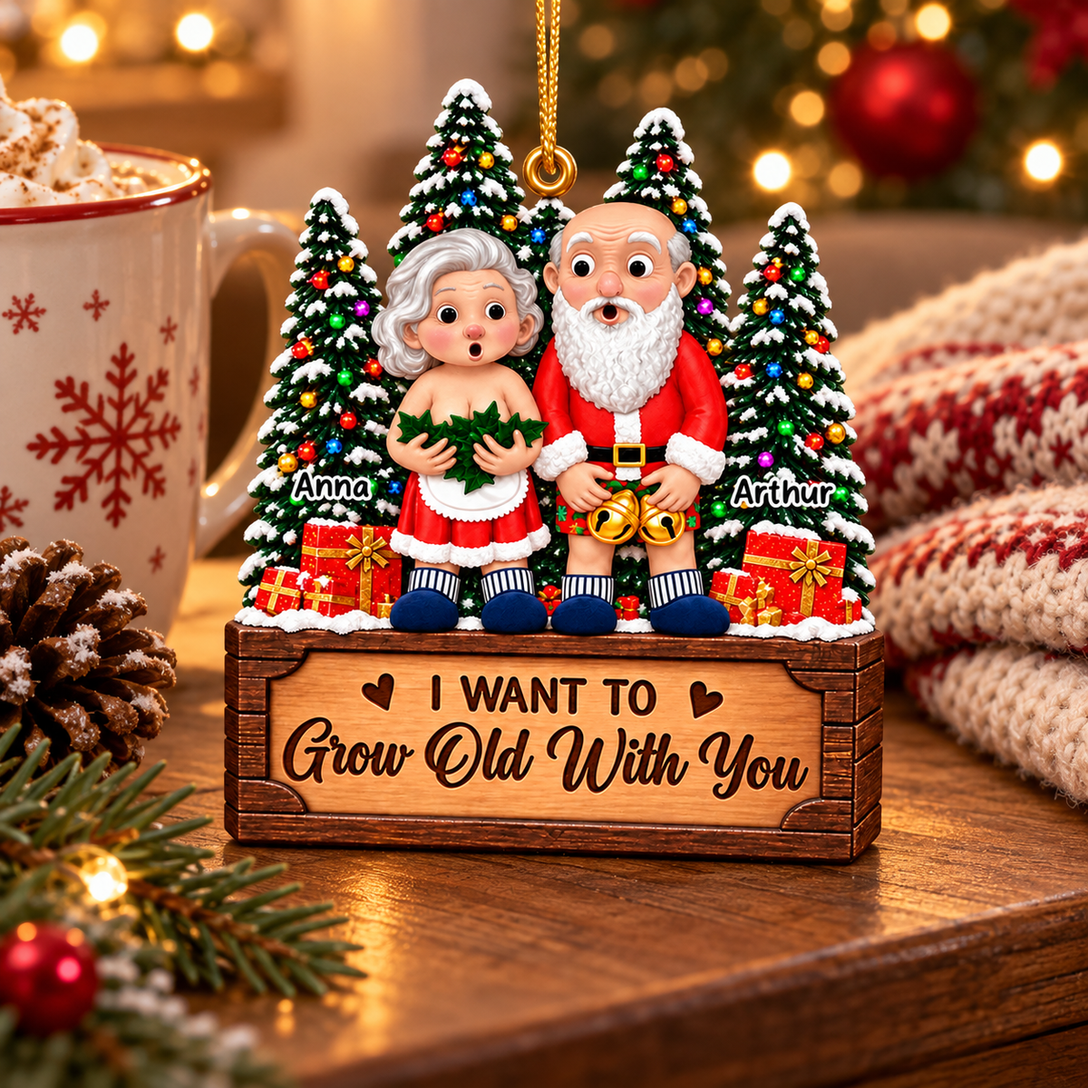 I Want To Grow Old With You - Personalized Couple Ornament Vr2 New VH01