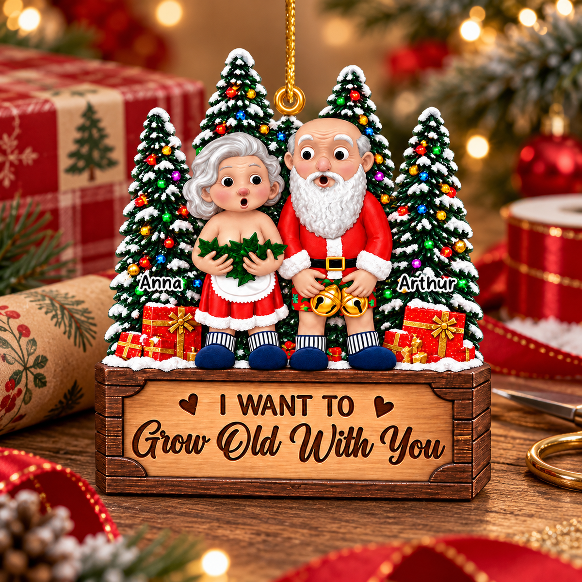 I Want To Grow Old With You - Personalized Couple Ornament Vr2 New VH01