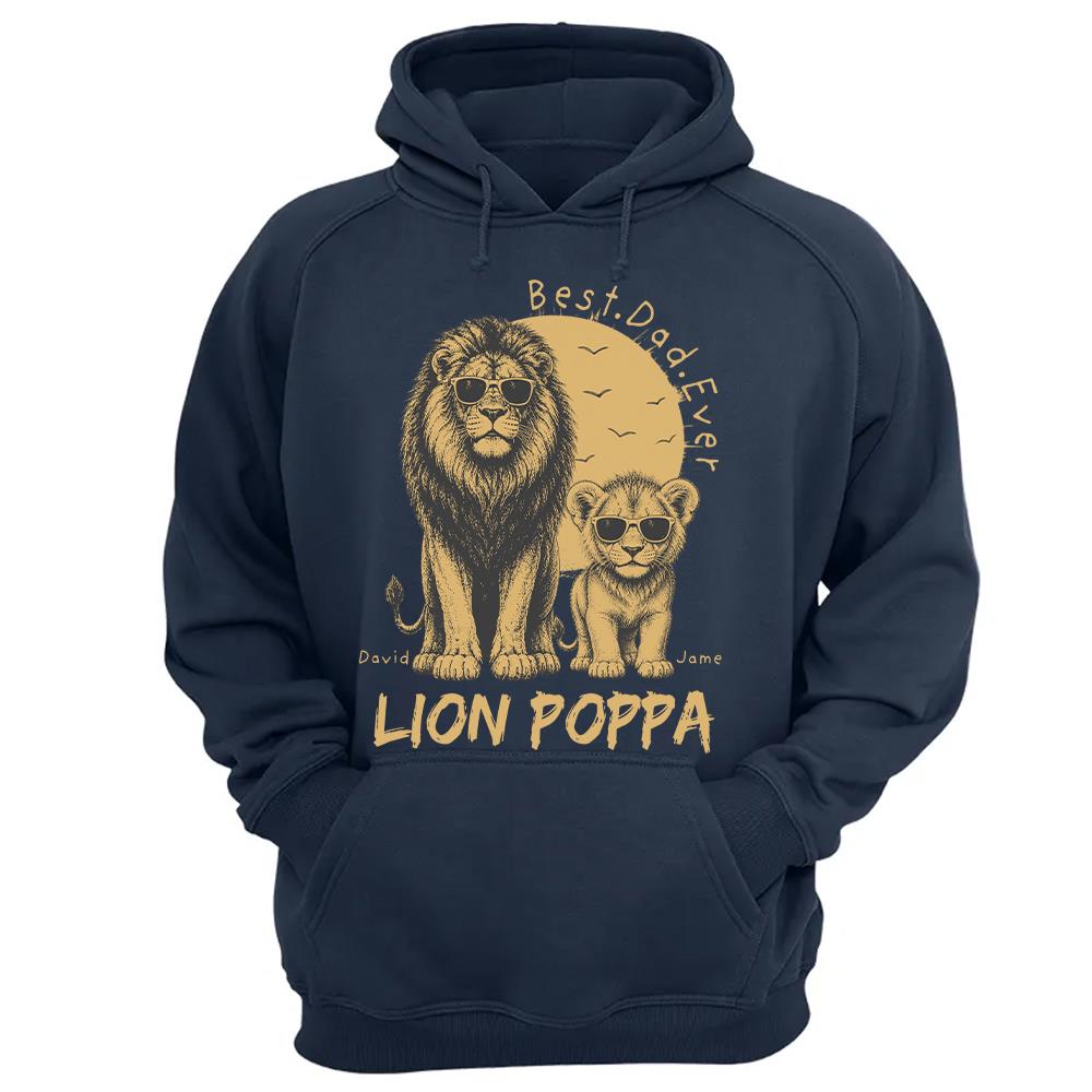 Retro Vintage Lion Dad And Kids Daddy Protector - Personalized Shirt - Cool Father's Day Gift For Dad, Husband Hv01 Vr1