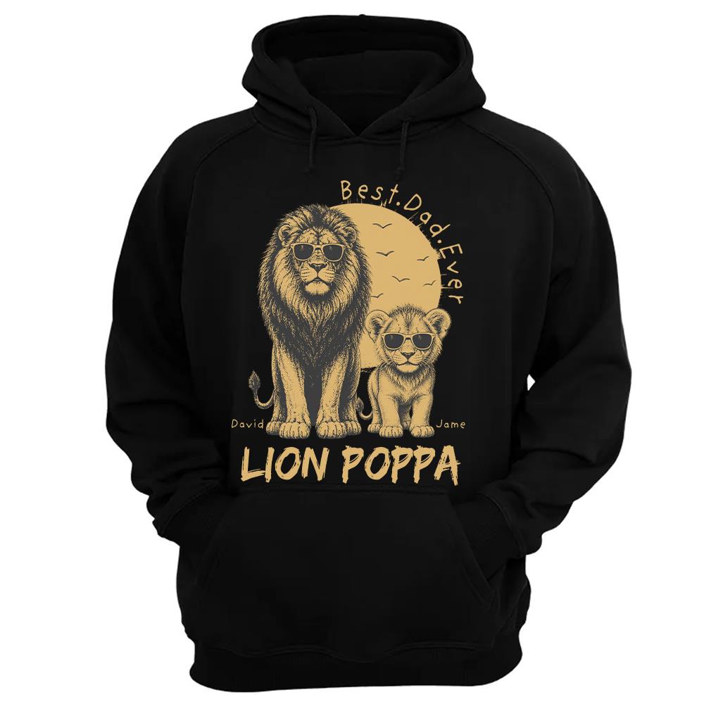 Retro Vintage Lion Dad And Kids Daddy Protector - Personalized Shirt - Cool Father's Day Gift For Dad, Husband Hv01 Vr1