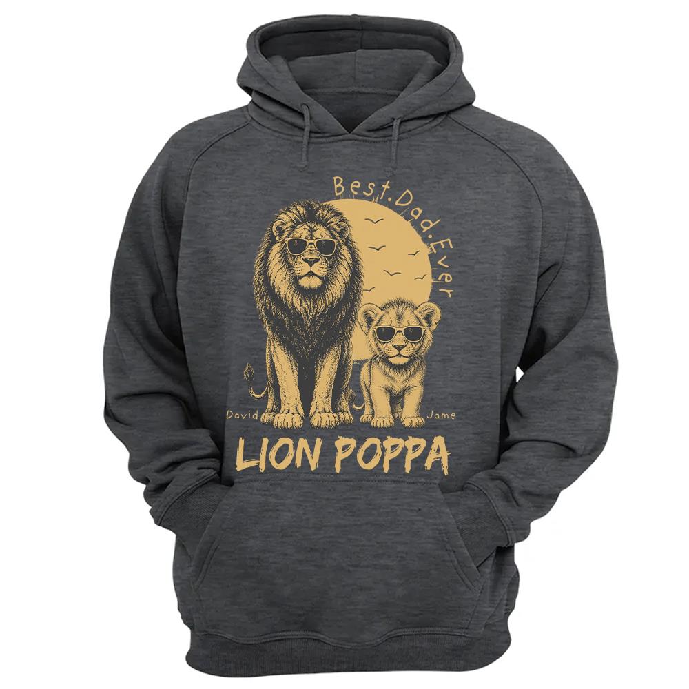 Retro Vintage Lion Dad And Kids Daddy Protector - Personalized Shirt - Cool Father's Day Gift For Dad, Husband Hv01 Vr1