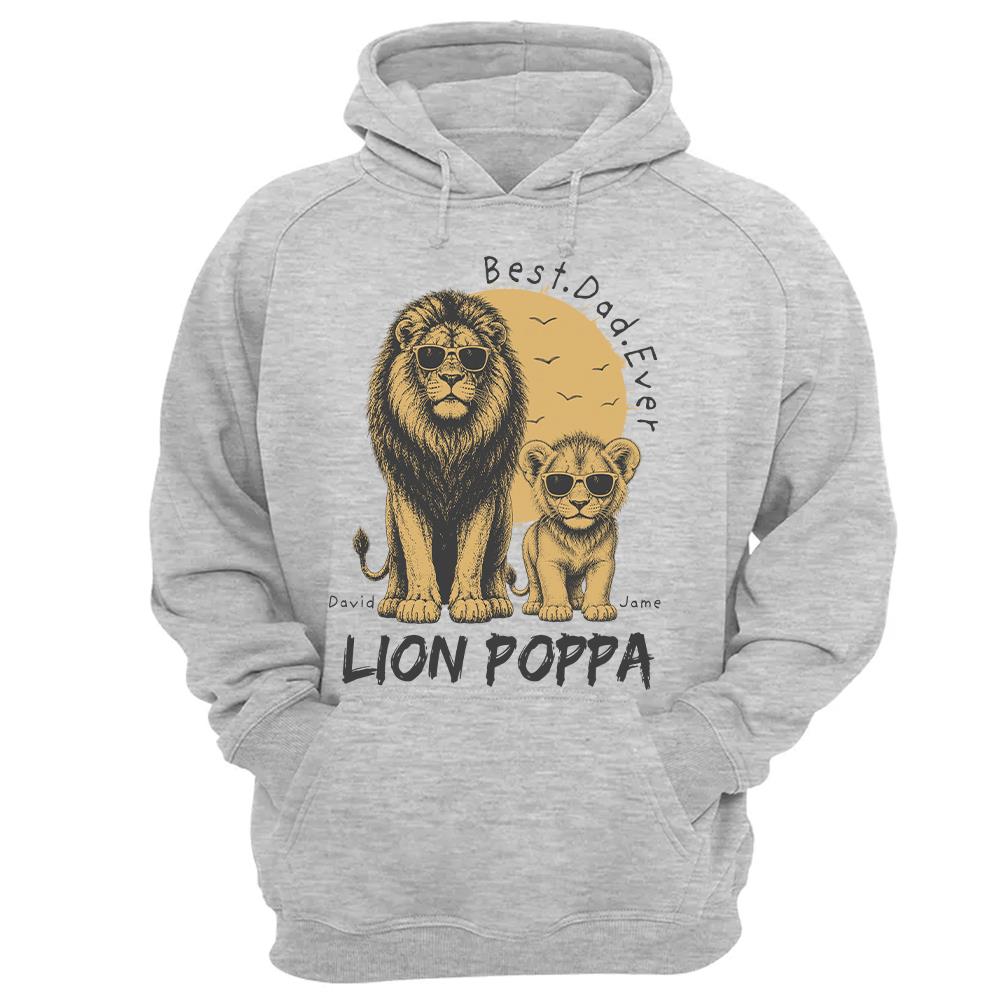 Retro Vintage Lion Dad And Kids Daddy Protector - Personalized Shirt - Cool Father's Day Gift For Dad, Husband Hv01 Vr1