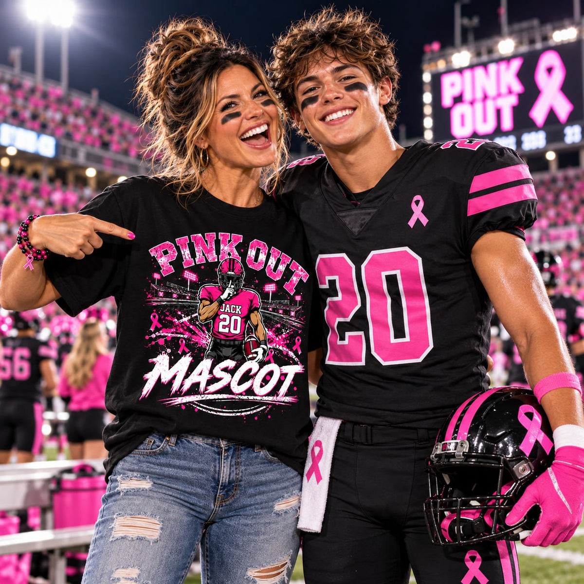 Personalized Pink Out Shirt Breast Cancer Awareness Custom Name & Number Shirt T1807 VH01