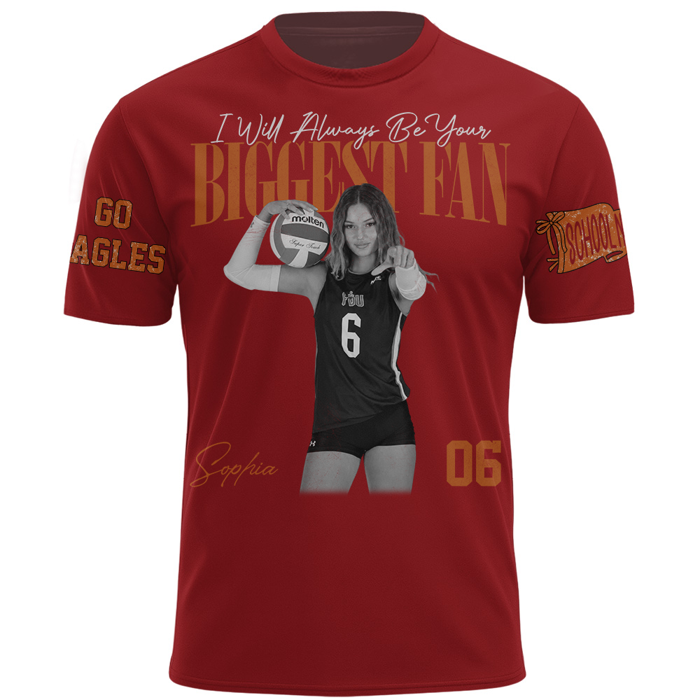 I'll Always Be Your Biggest Fan, Personalized Vintage “Biggest Fan” Volleyball Shirt, Custom School Team Name, Gift For Volleyball Lovers T1807 TH23